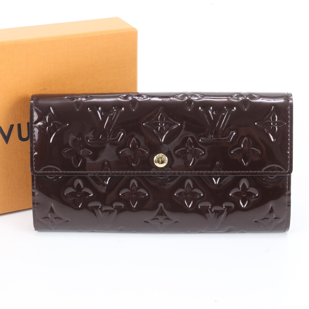 Louis Vuitton Monogram Vernis Portefeuille Sarah Amarante M93524 Leather Long...